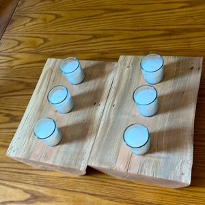 These are live edge candle holders from a tree I cut down about 2 years ago